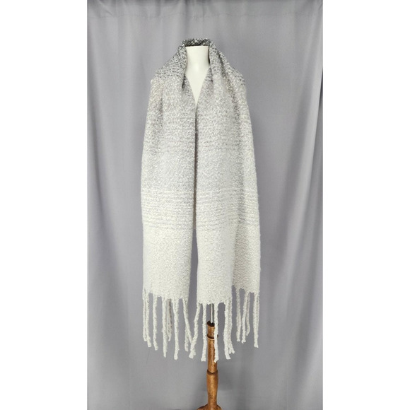 Mer Sea Accessories - Mer Sea & Co Scarf Womens One Size Gray White Soft Boucle Fringe Wrap Shawl